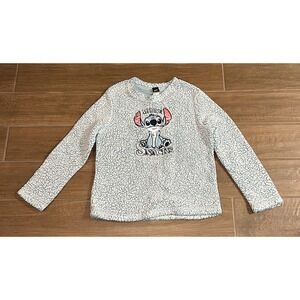 Disney Stitch More Snacks Sherpa Sleepwear Pullover Shirt Sweater Size S (4-6)